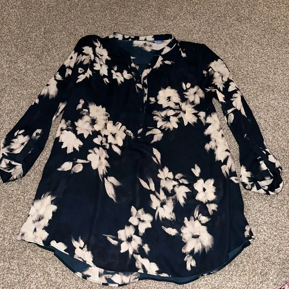 Simply Vera by Vera Wang S floral blouse top shirt